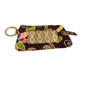Vera Bradley Coin Purse ID Case Keychain Purple Punch